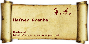 Hafner Aranka névjegykártya